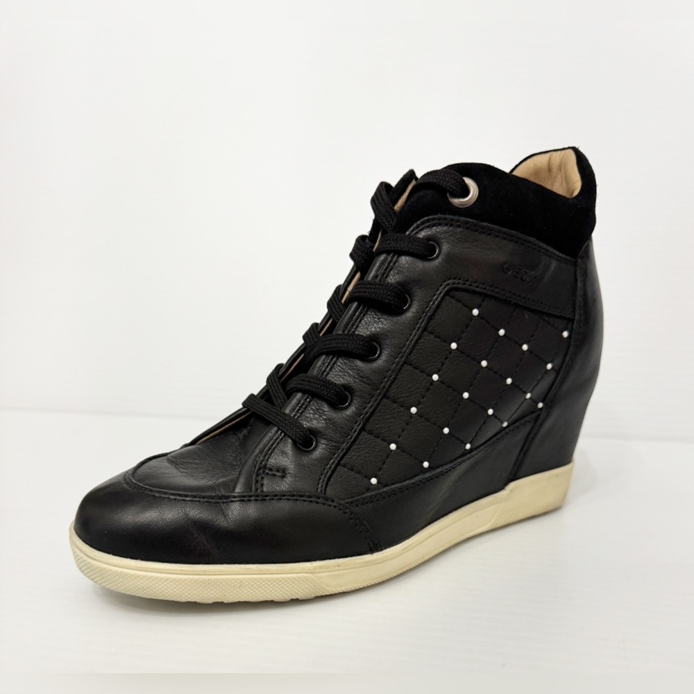 Geox D Carum C Women's Leather Wedge  Sneakers - 39